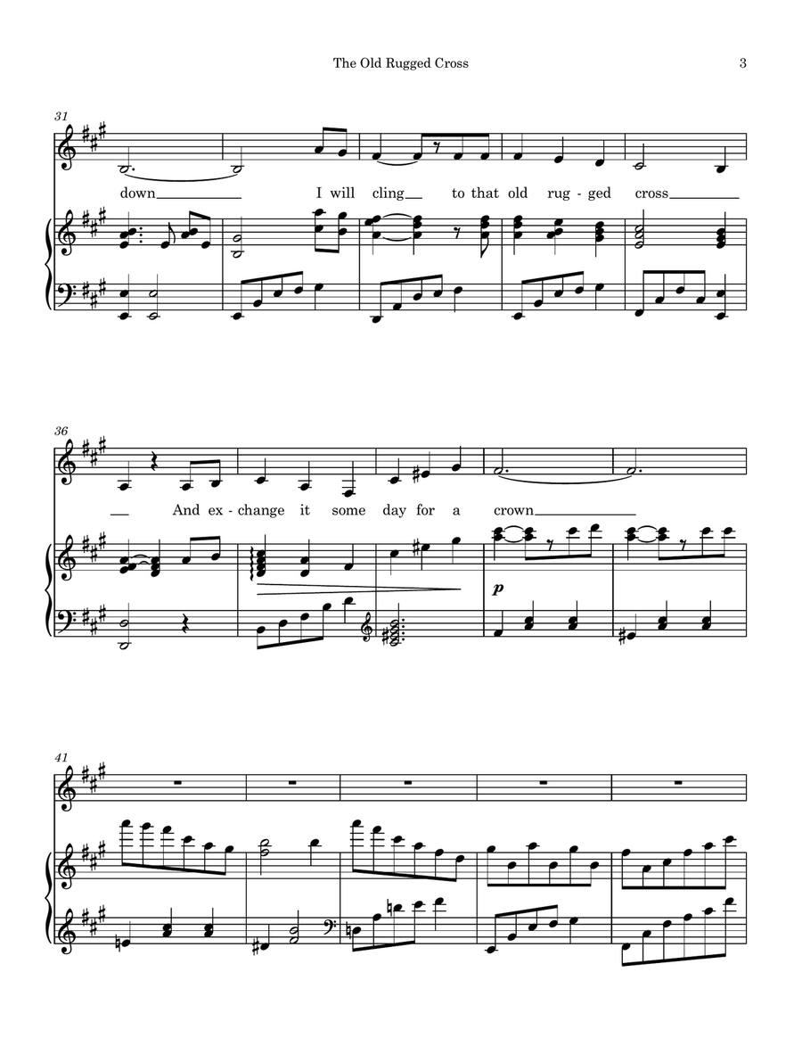 The Old Rugged Cross Piano, Vocal scores gallery preview page 3