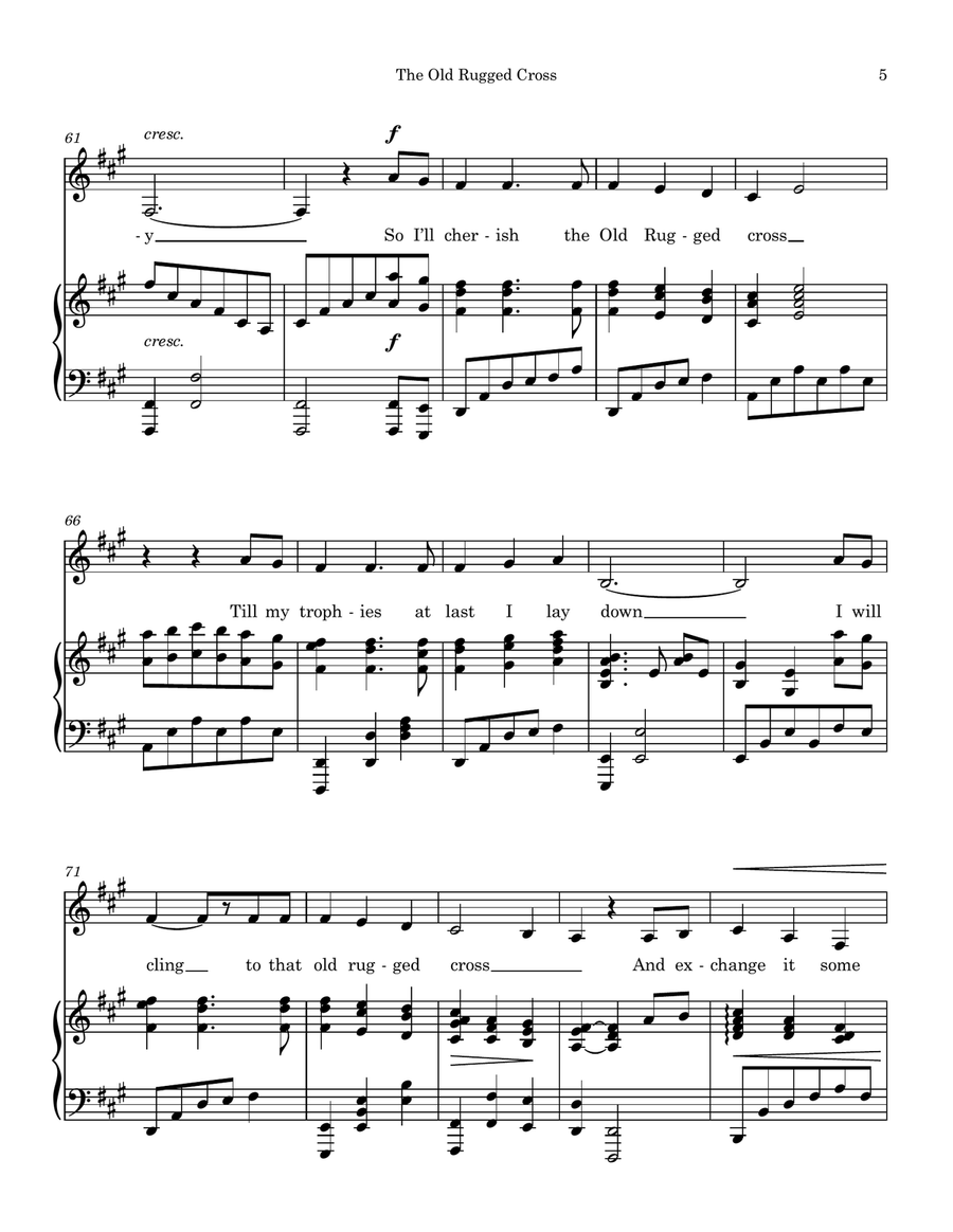 The Old Rugged Cross Piano, Vocal scores gallery preview page 5