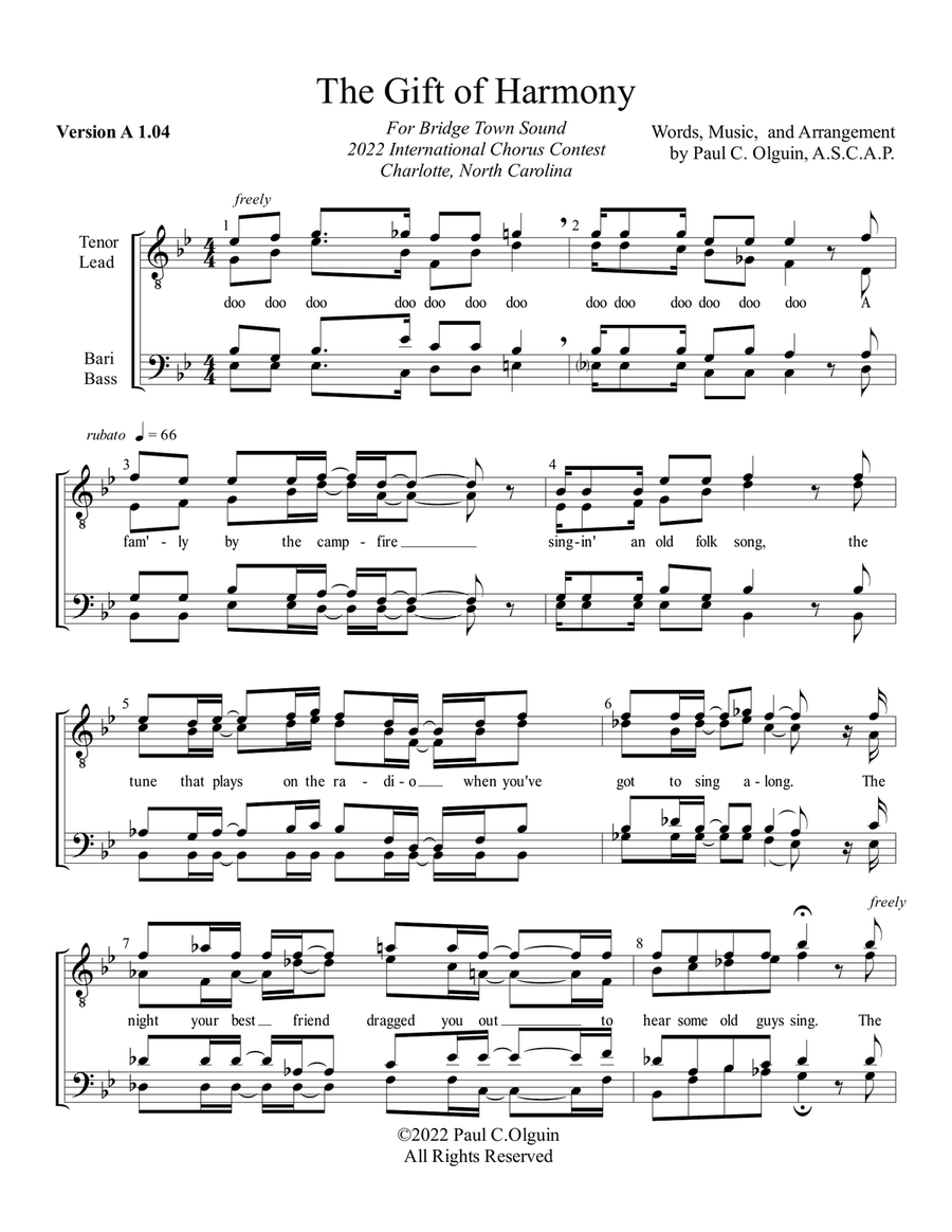 Gift of Harmony, The TTBB scores gallery preview page 1