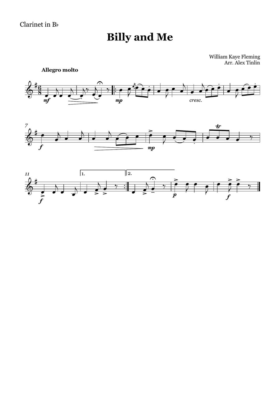 Billy and Me Billy and Me Woodwind Quartet scores gallery preview page 3