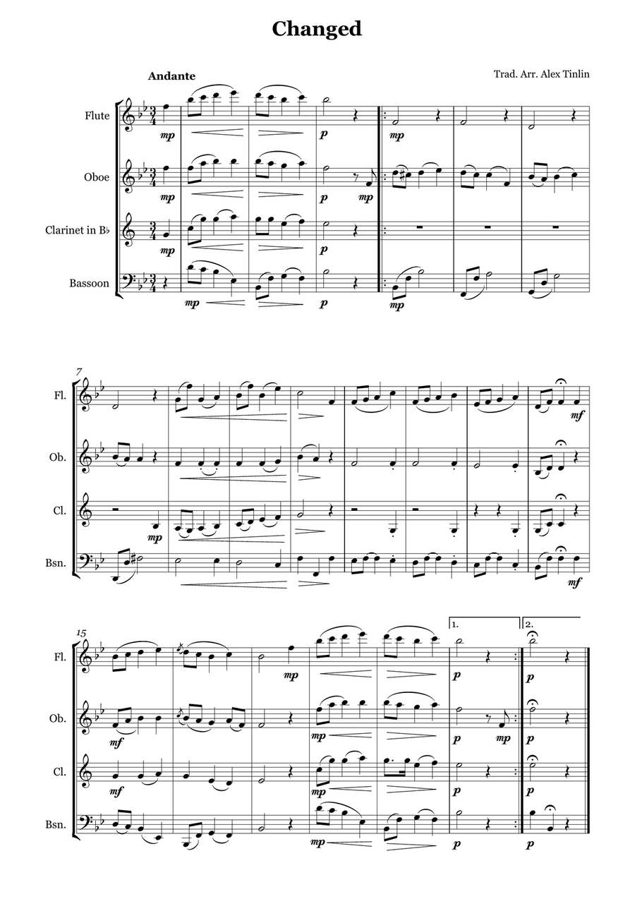 Changed Changed Woodwind Quartet scores gallery preview page 2