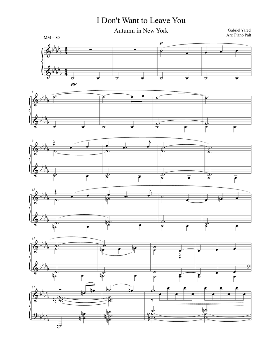 I Don't Want To Leave You Piano Solo scores gallery preview page 1