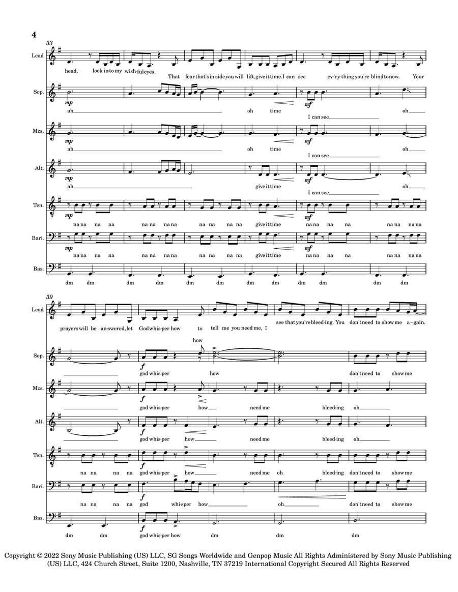 Hold My Hand Hold My Hand A Cappella scores gallery preview page 4