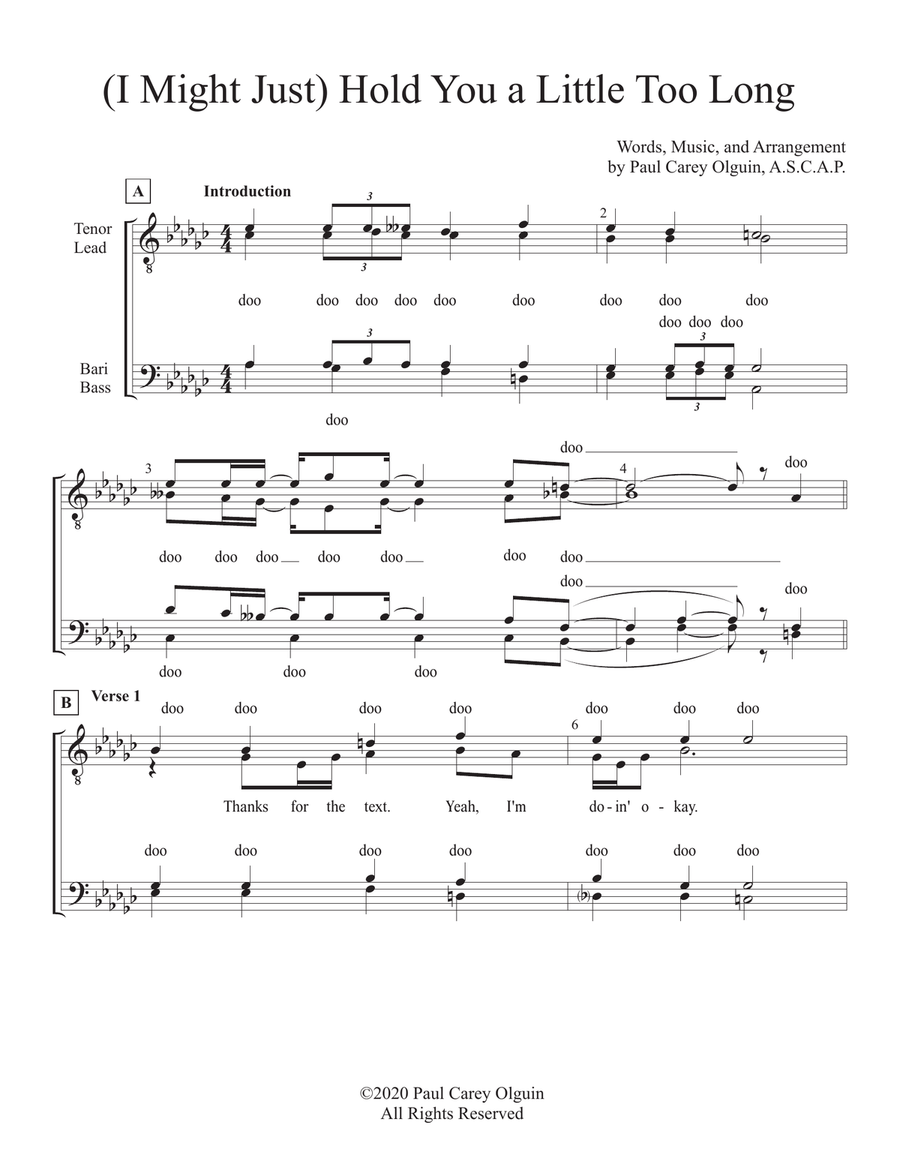 (I Might Just) Hold You A Little Too Long TTBB scores gallery preview page 1