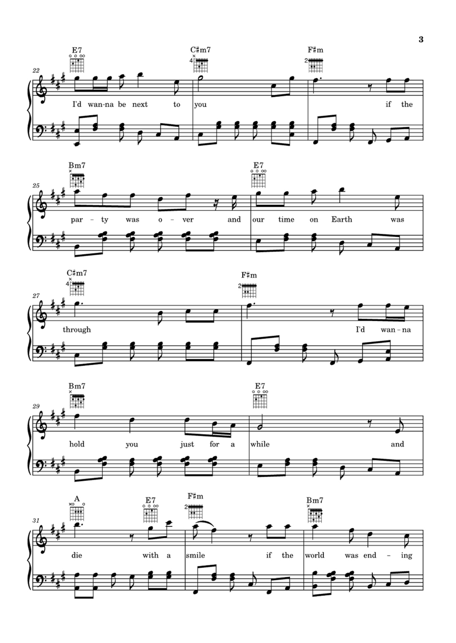 Die With A Smile Die With A Smile Easy Piano scores gallery preview page 3