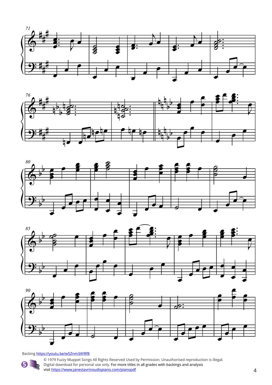 Rainbow Connection Piano Solo scores gallery preview page 4