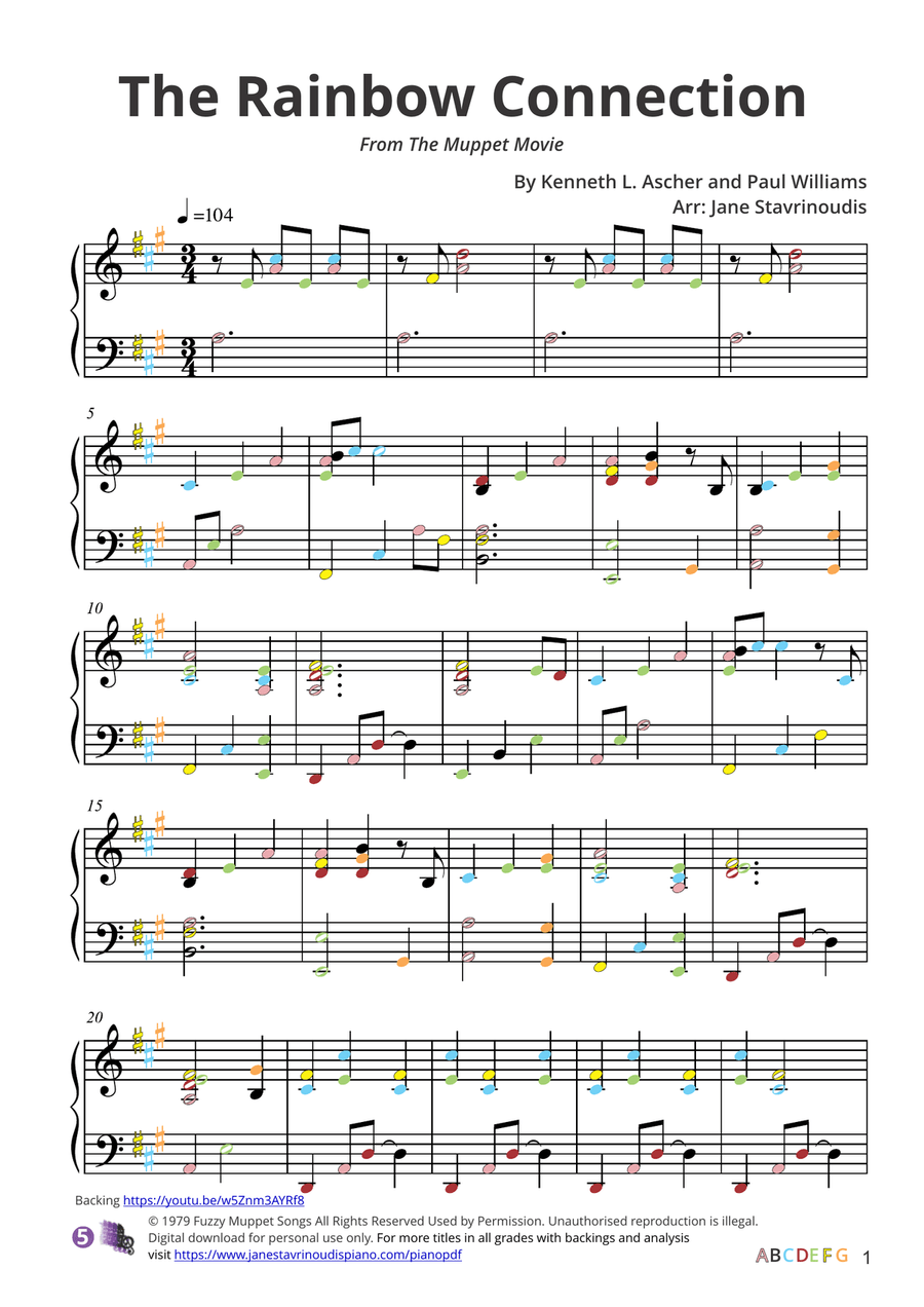 Rainbow Connection Piano Solo scores gallery preview page 6