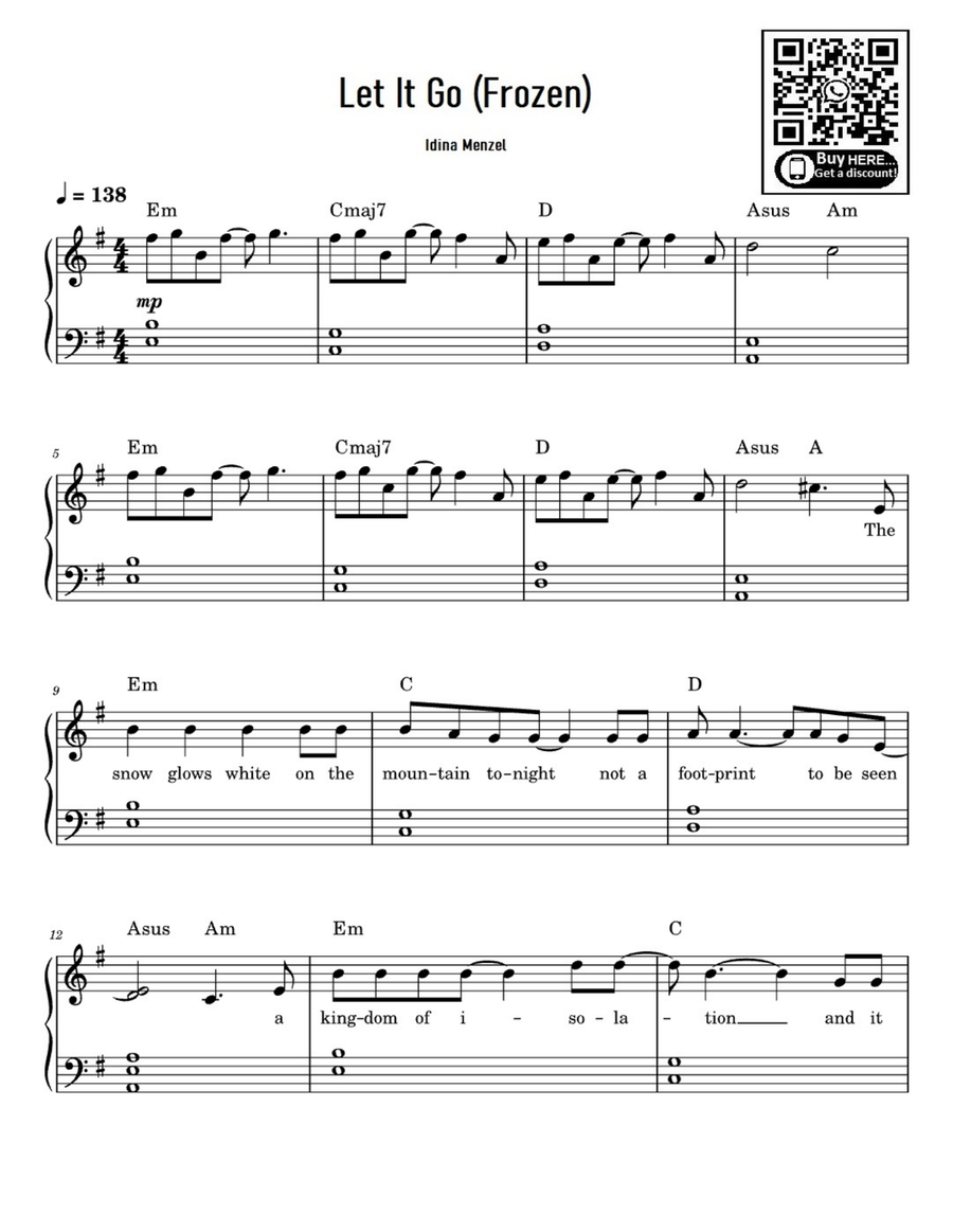 Let It Go Let It Go Easy Piano scores gallery preview page 1