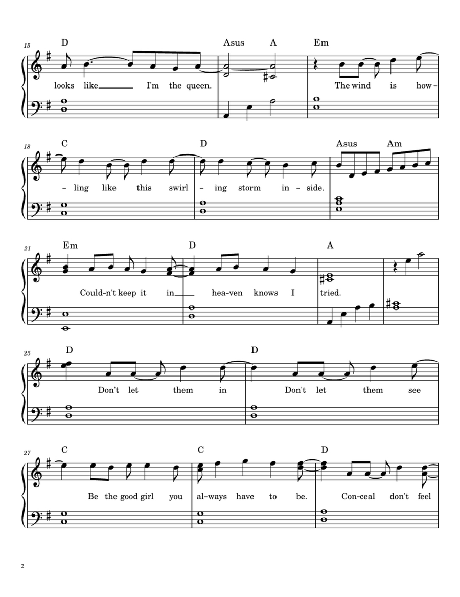 Let It Go Let It Go Easy Piano scores gallery preview page 2
