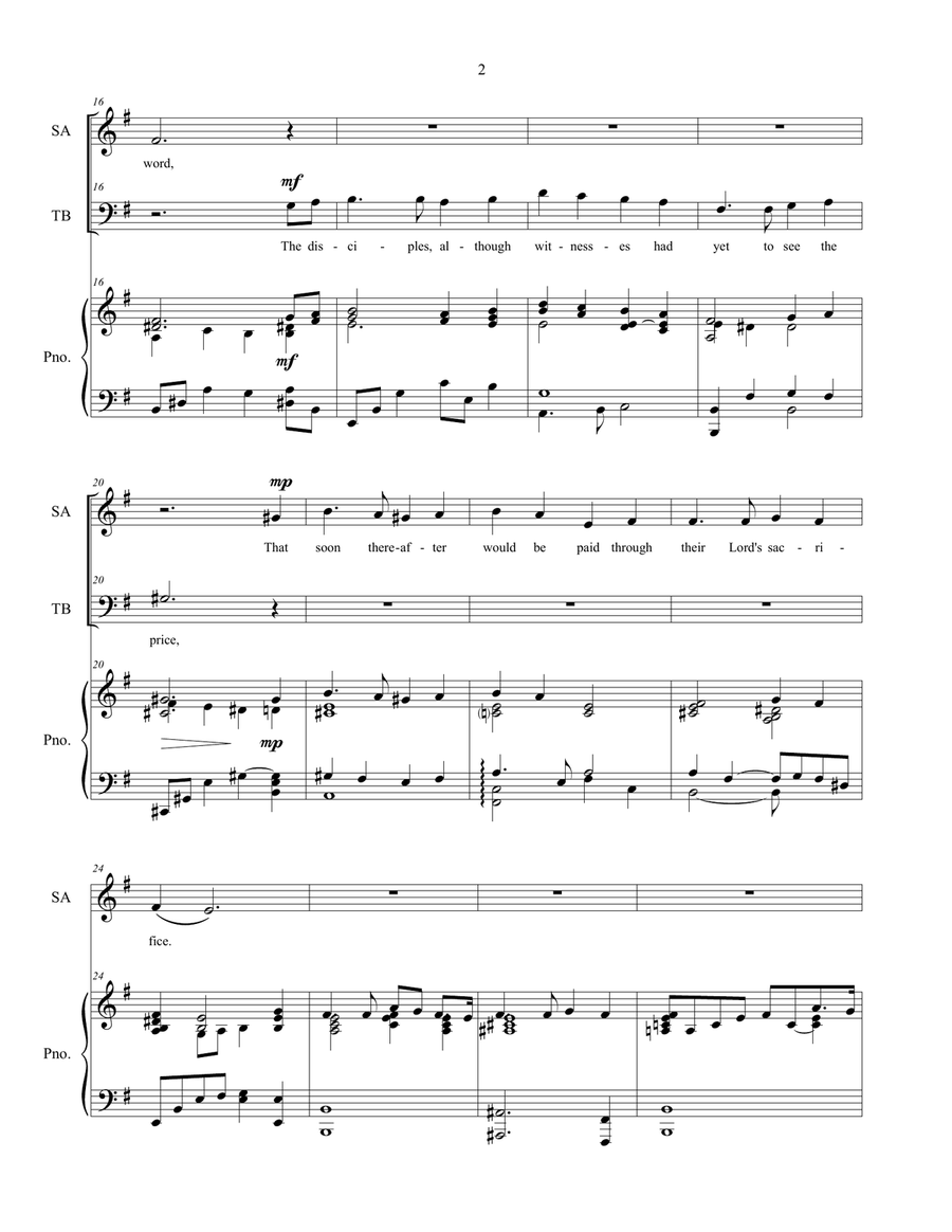 The Last Supper, sacred music for SATB choir (revised 2025) 4-Part scores gallery preview page 3