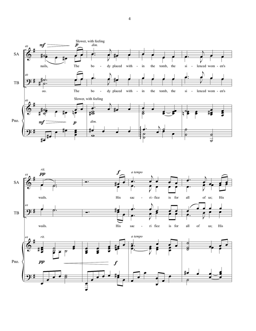 The Last Supper, sacred music for SATB choir (revised 2025) 4-Part scores gallery preview page 5