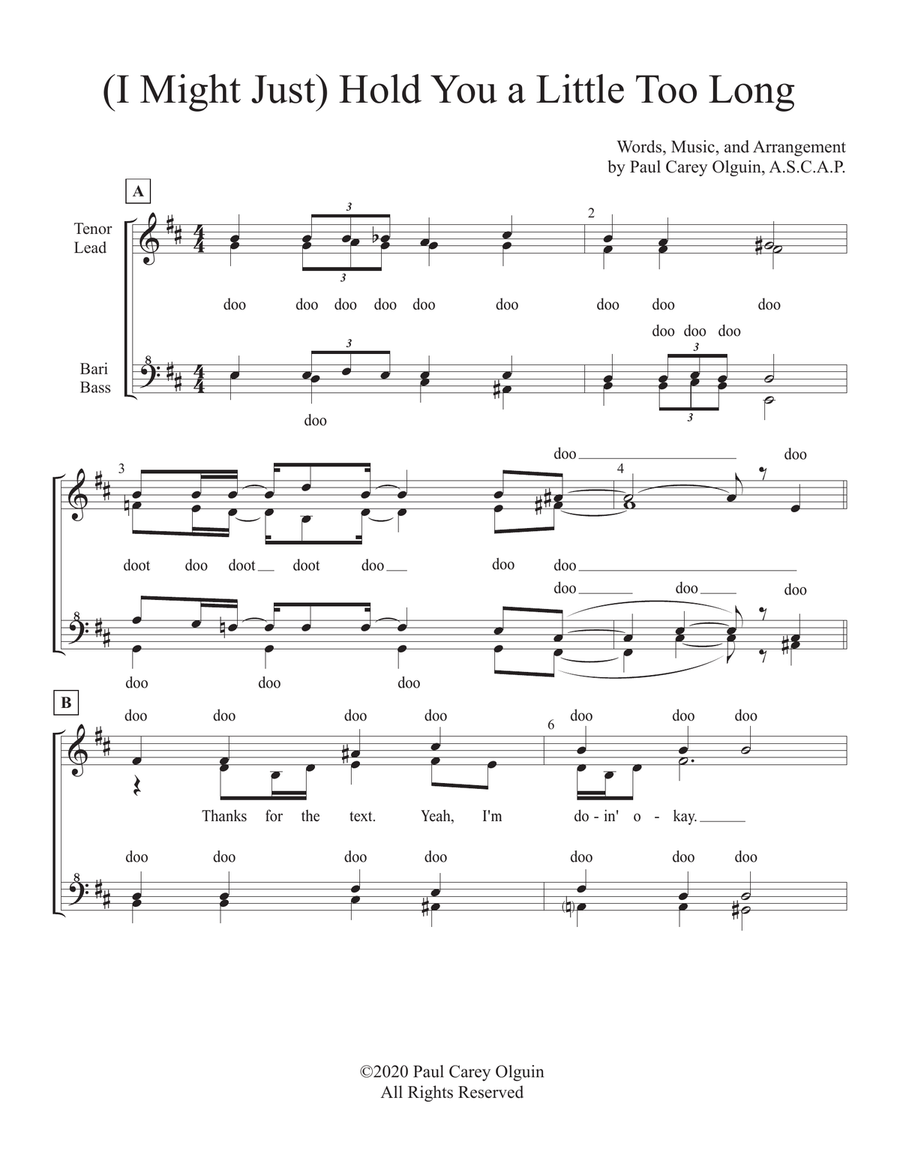 (I Might Just) Hold You A Little Too Long SSAA scores gallery preview page 1