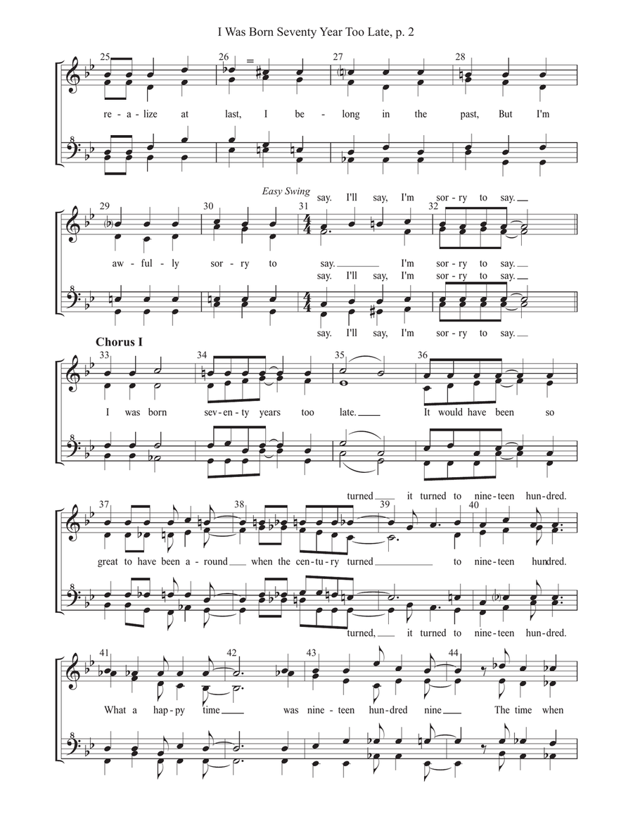 I Was Born Seventy Years Too Late SSAA scores gallery preview page 2