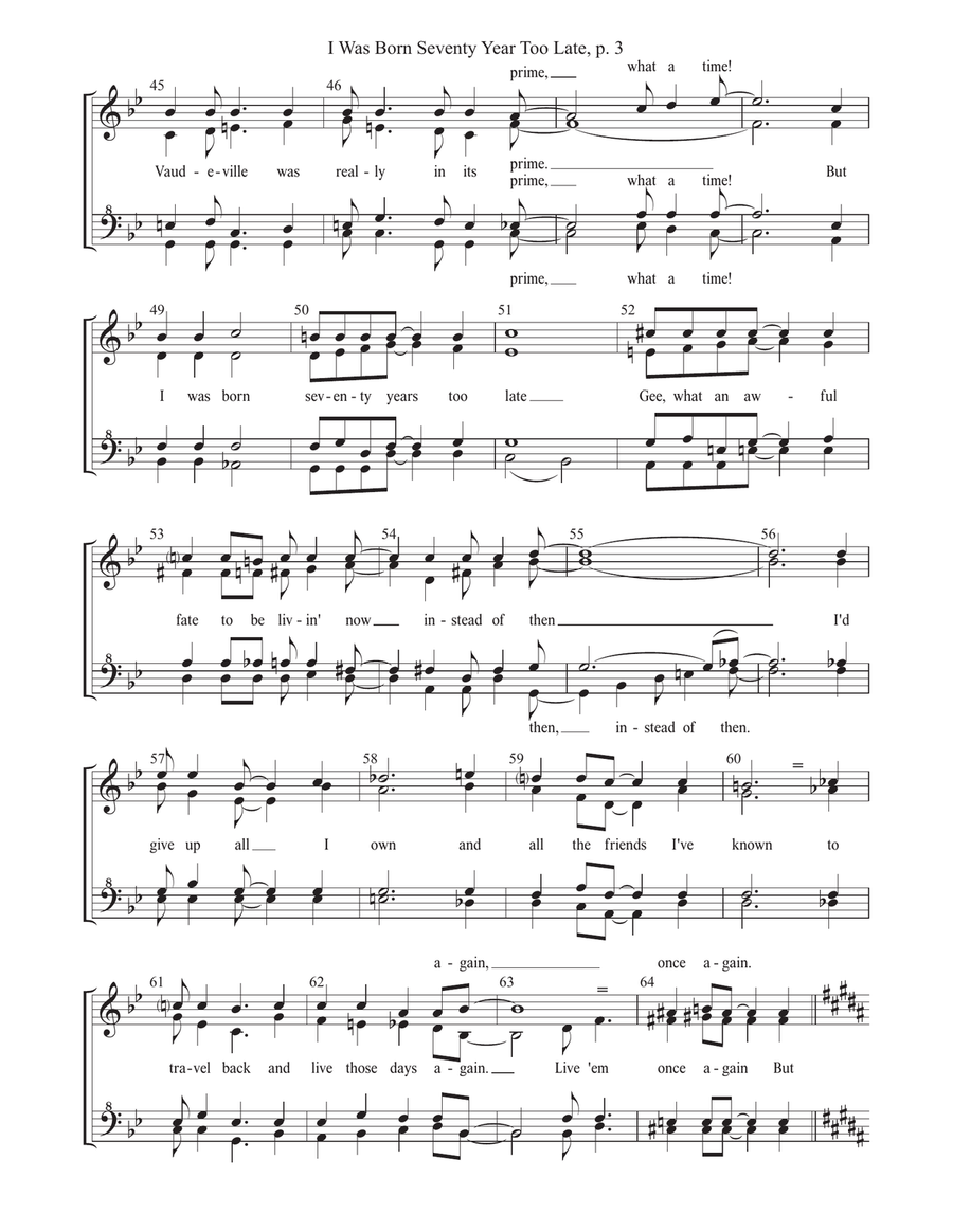 I Was Born Seventy Years Too Late SSAA scores gallery preview page 3