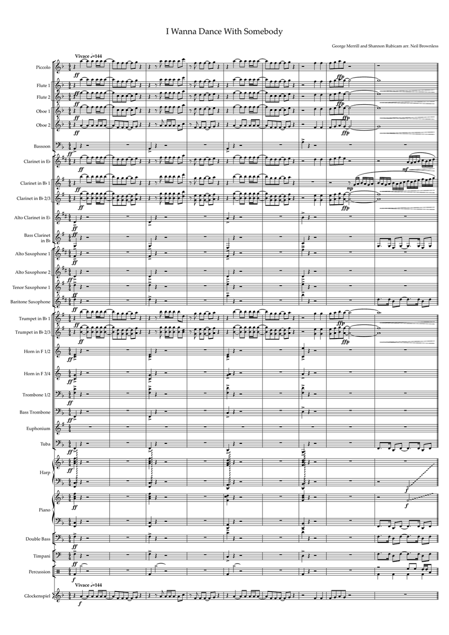I Wanna Dance With Somebody Concert Band scores gallery preview page 1