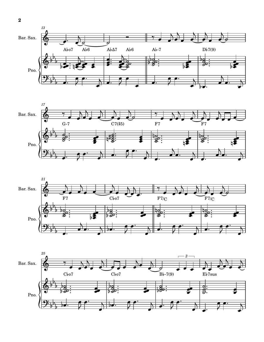 Quiet Nights Of Quiet Stars (Corcovado) Baritone Saxophone scores gallery preview page 2
