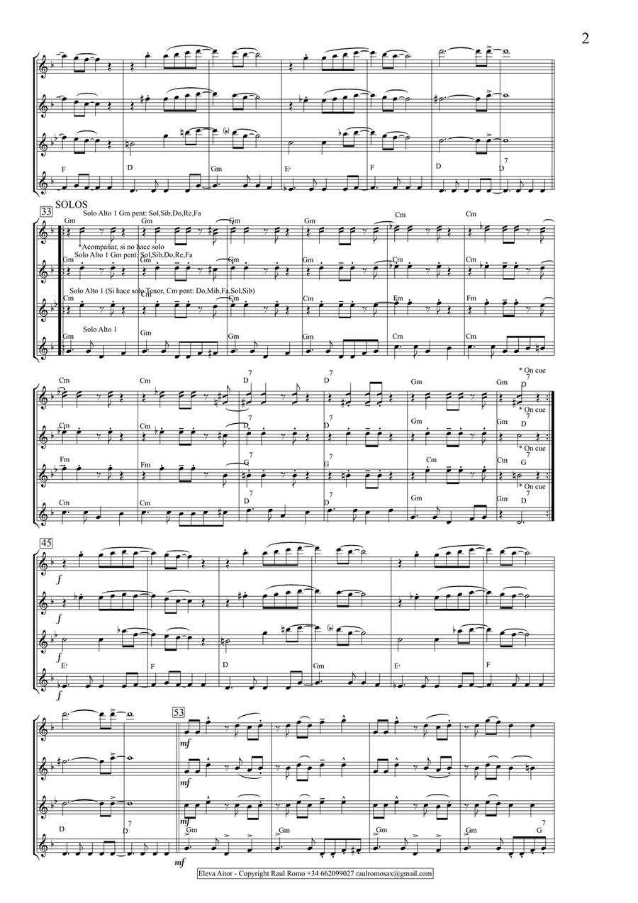 Student Sax Quartet - ELEVAITOR Saxophone Quartet scores gallery preview page 2