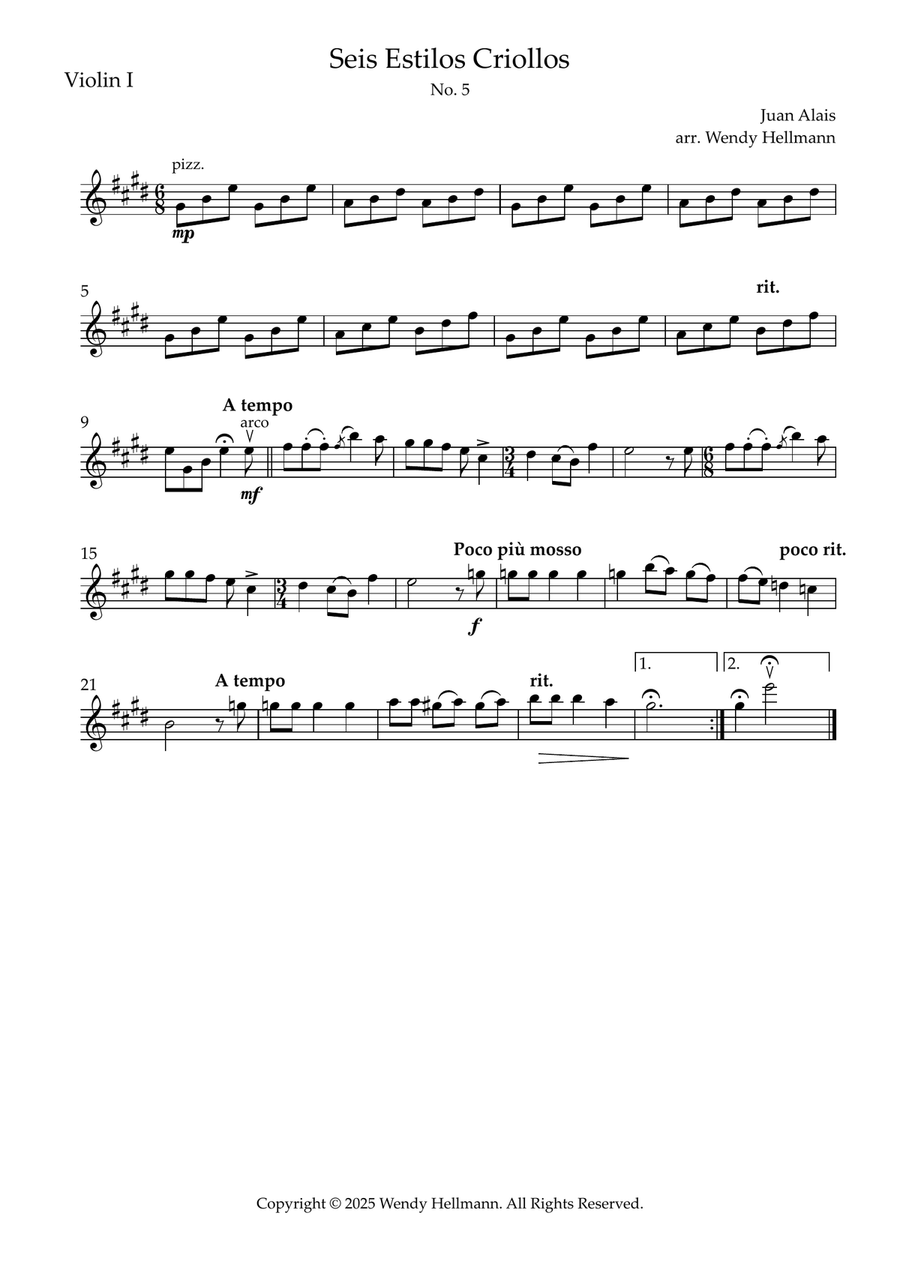 Seis Estilos Criollos, No. 5 (String Quartet) String Quartet scores gallery preview page 4