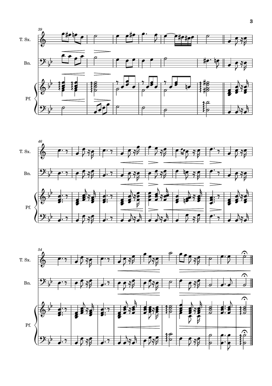 Bridal Chorus. R. Wagner - T. Sax., Bassoon and Piano. Score and Parts. Woodwind Duet scores gallery preview page 3