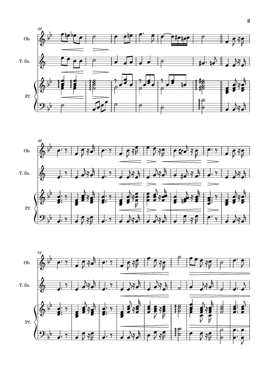 Bridal Chorus. R. Wagner - Oboe, T. Sax. and Piano. Score and Parts. Woodwind Duet scores gallery preview page 3