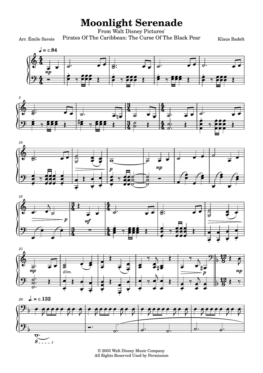 Moonlight Serenade Moonlight Serenade Piano Solo scores gallery preview page 1