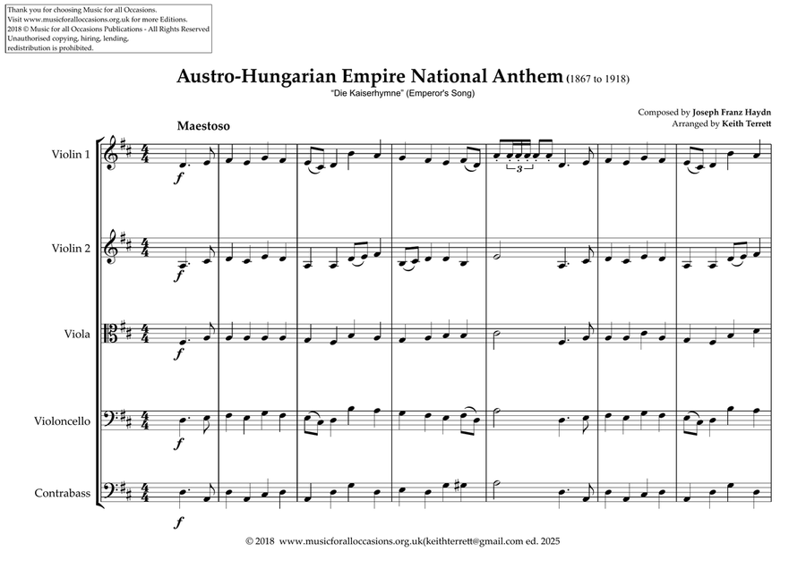 Austro-Hungarian National Anthem for String Orchestra String Orchestra scores gallery preview page 2