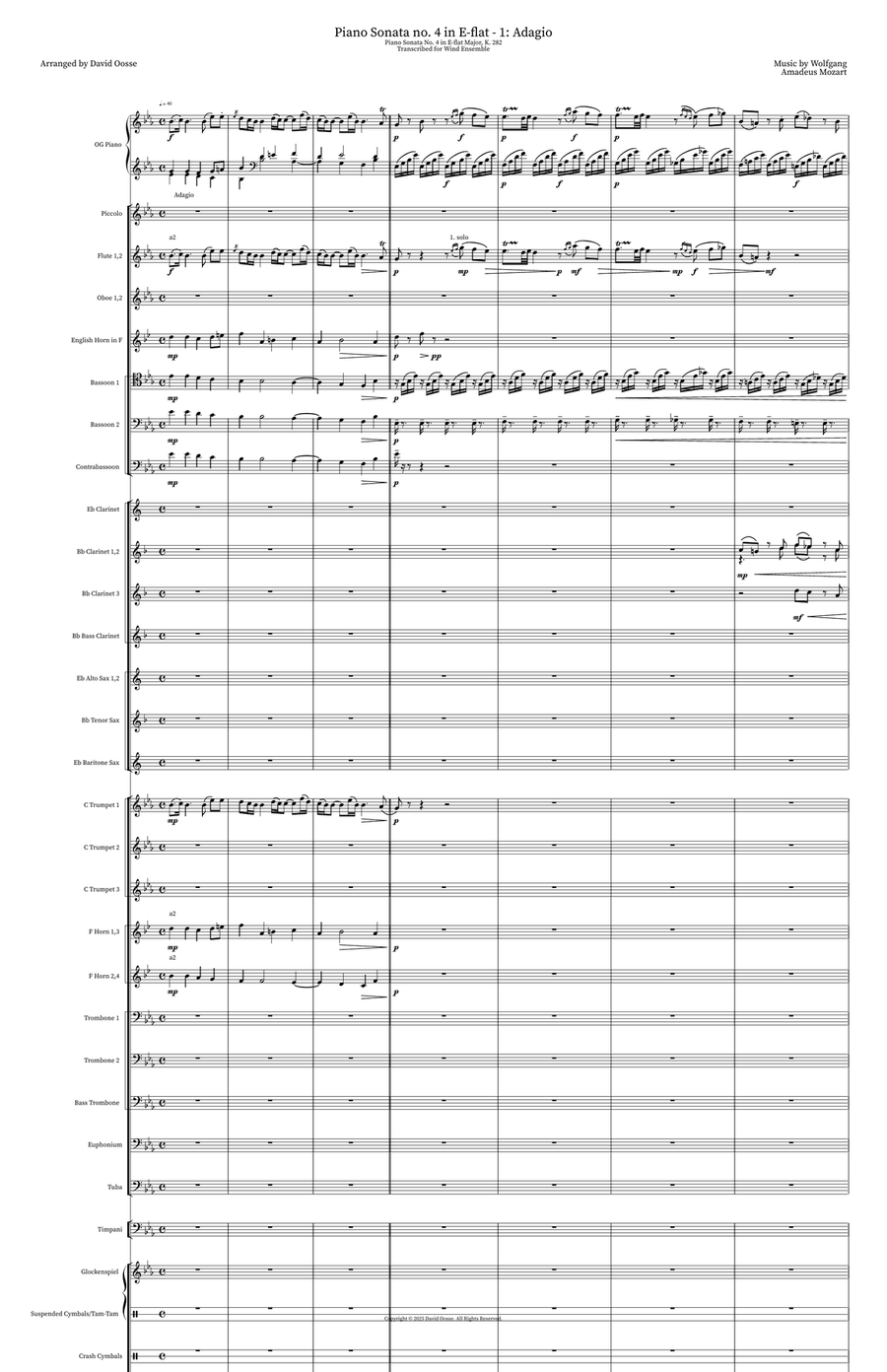 Piano Sonata no. 4 in E-flat - 1: Adagio Concert Band scores gallery preview page 1