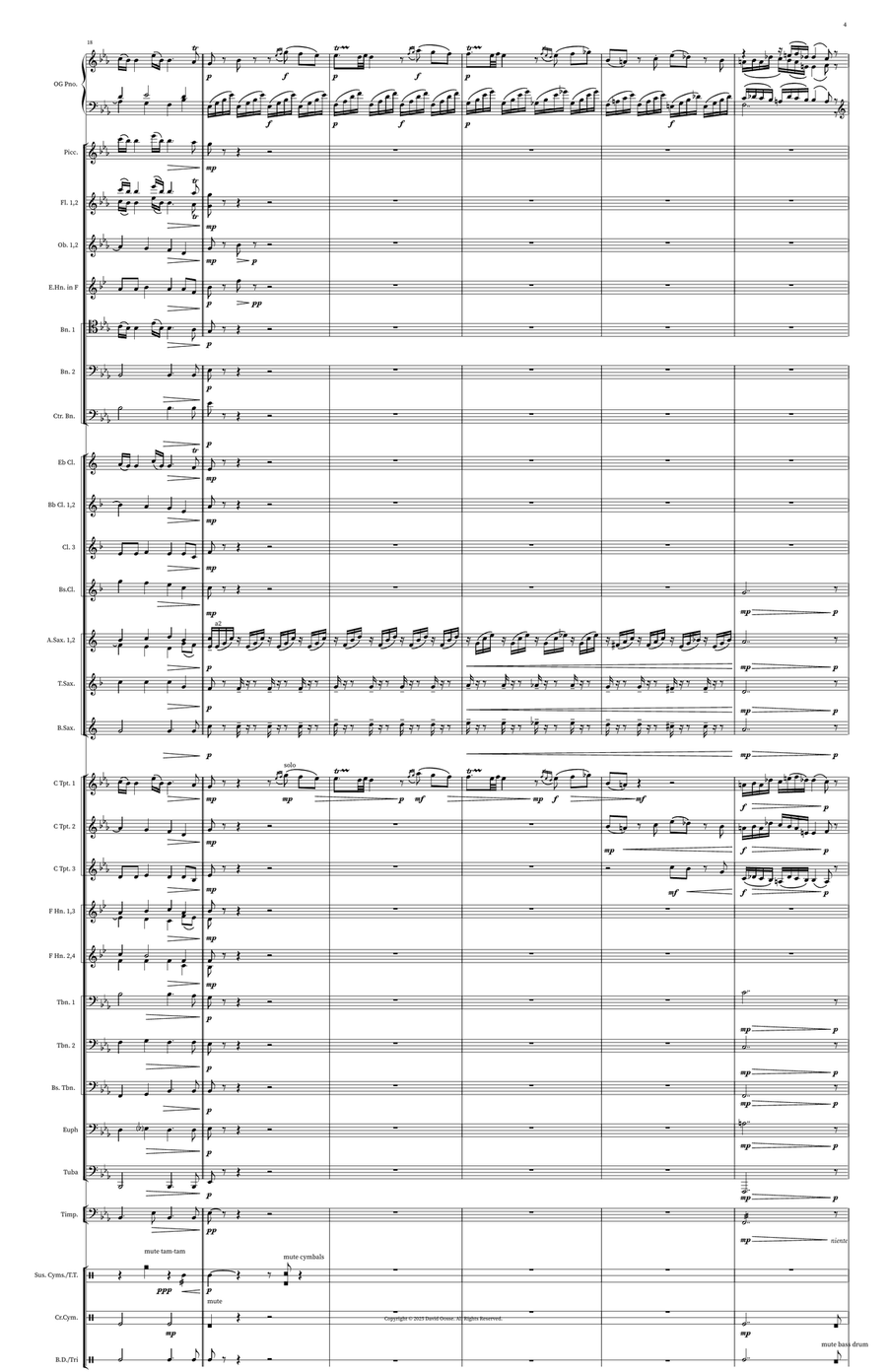 Piano Sonata no. 4 in E-flat - 1: Adagio Concert Band scores gallery preview page 4