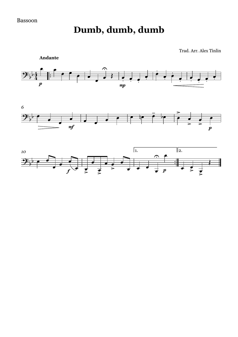 Dumb, dumb, dumb Dumb, dumb, dumb Woodwind Quartet scores gallery preview page 3