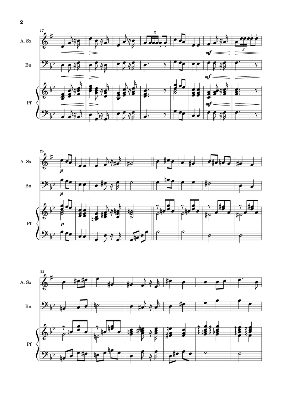 Bridal Chorus. R. Wagner - A. Sax., Bassoon and Piano. Score and Parts. Woodwind Duet scores gallery preview page 2