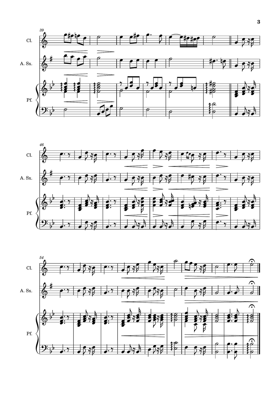 Bridal Chorus. R. Wagner - Clarinet, A. Sax. and Piano. Score and Parts. Woodwind Duet scores gallery preview page 3