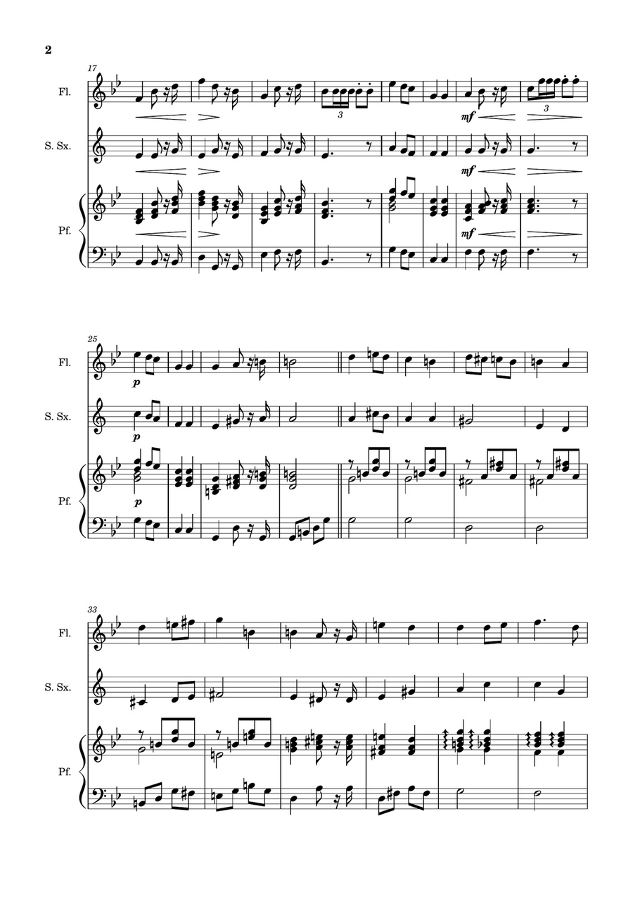 Bridal Chorus. R. Wagner - Flute, S. Sax. and Piano. Score and Parts. Woodwind Duet scores gallery preview page 2