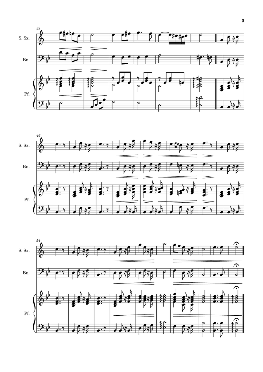 Bridal Chorus. R. Wagner - S. Sax., Bassoon and Piano. Score and Parts. Woodwind Duet scores gallery preview page 3
