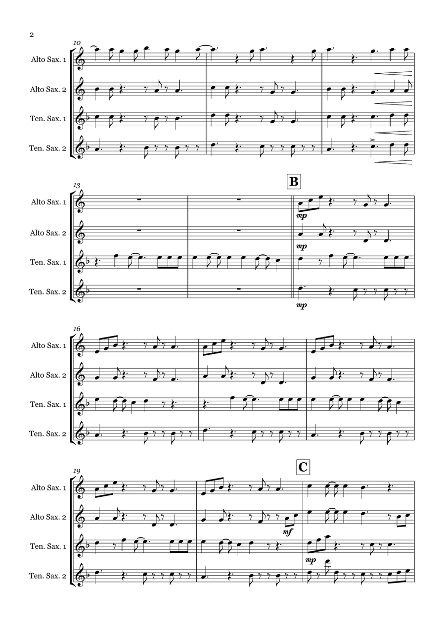 Azizam Azizam Saxophone Quartet scores gallery preview page 2