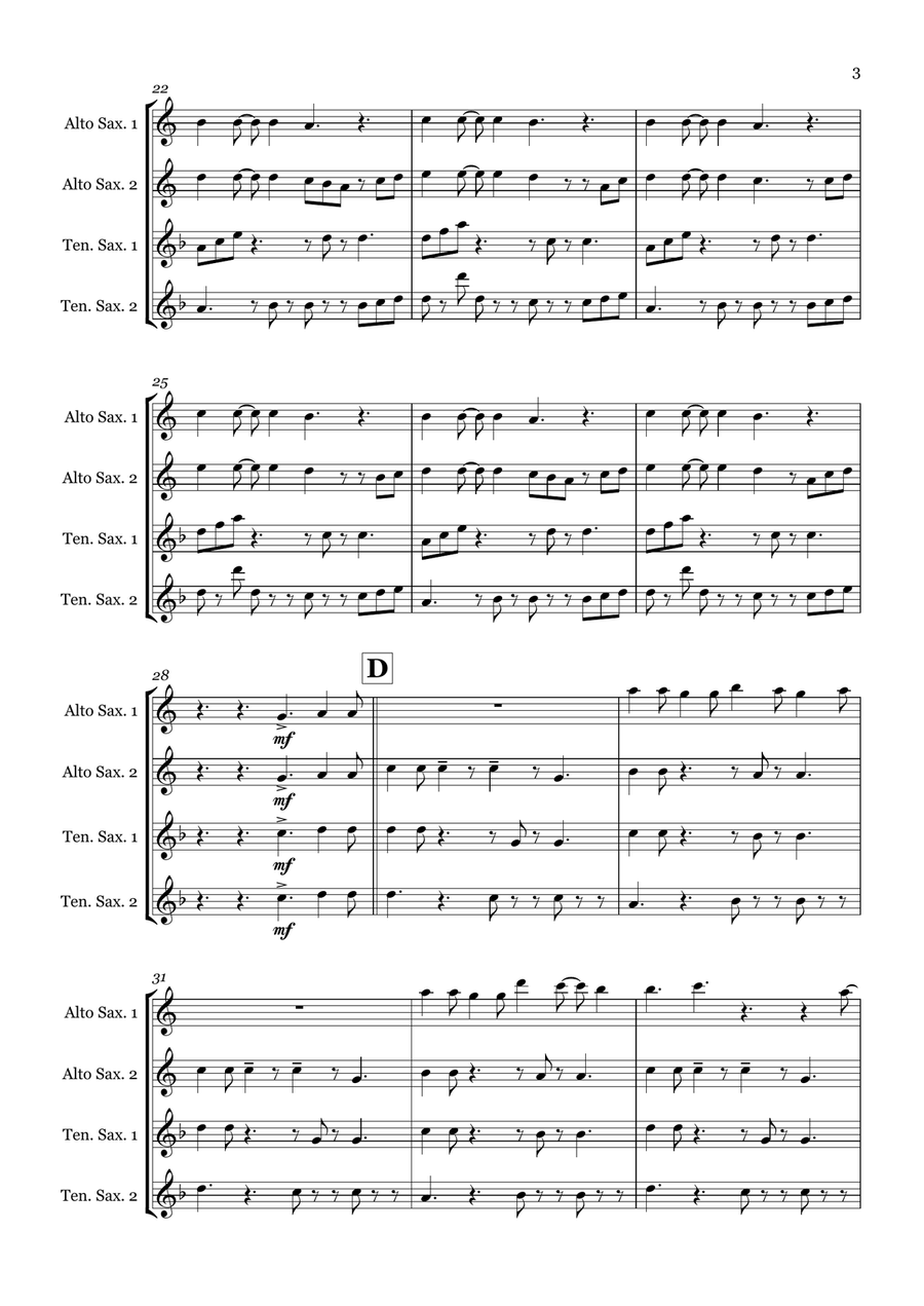 Azizam Azizam Saxophone Quartet scores gallery preview page 3