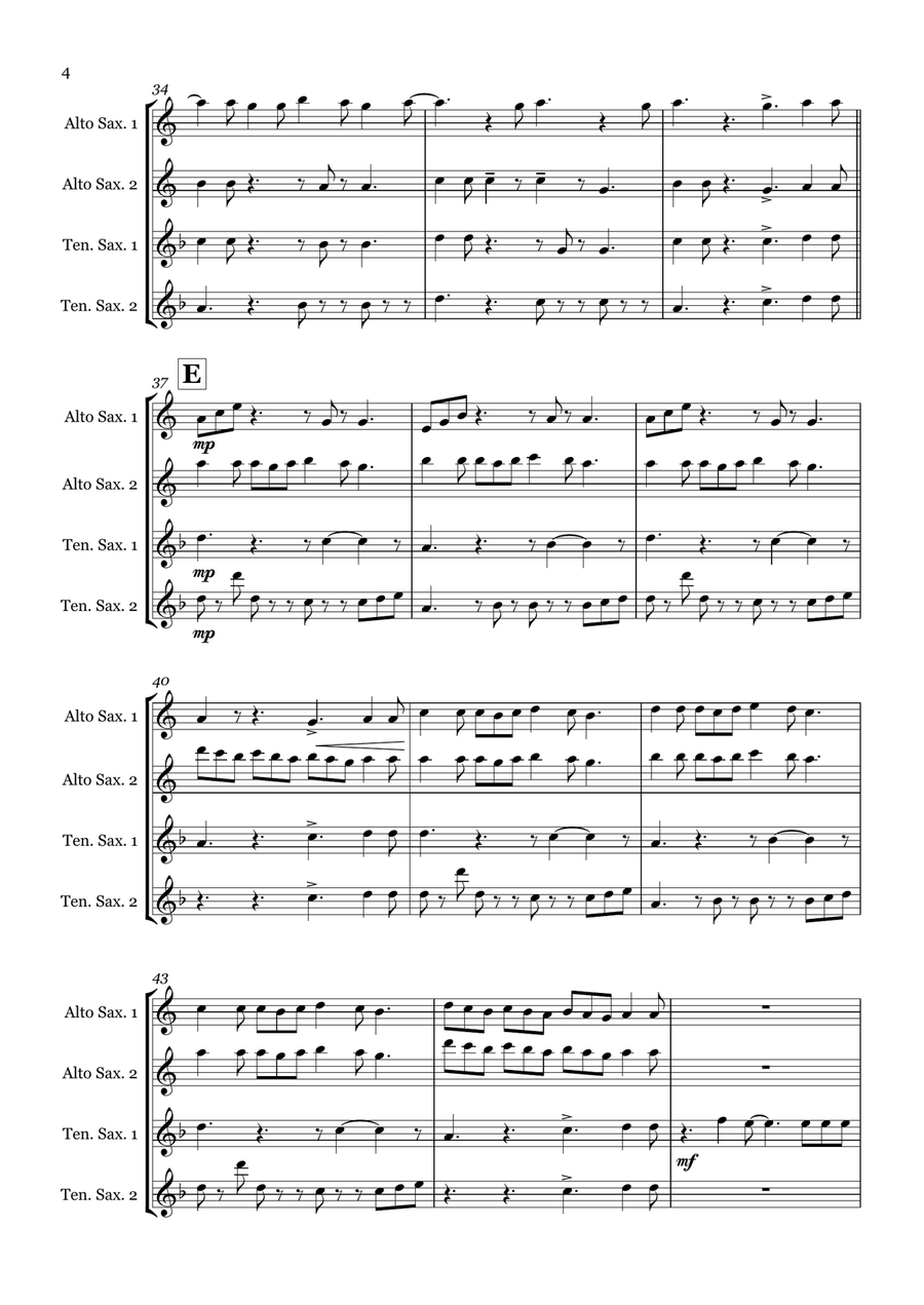 Azizam Azizam Saxophone Quartet scores gallery preview page 4
