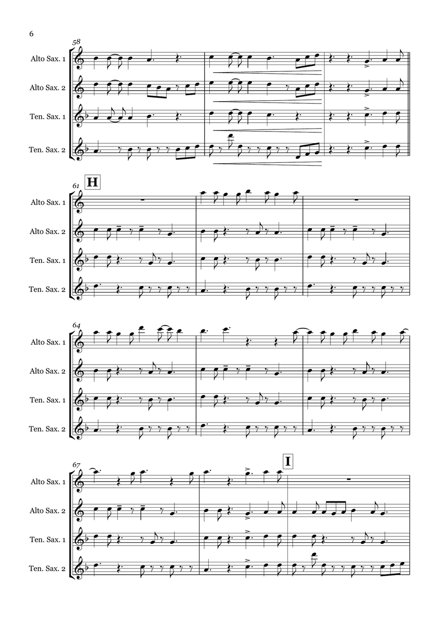 Azizam Azizam Saxophone Quartet scores gallery preview page 6
