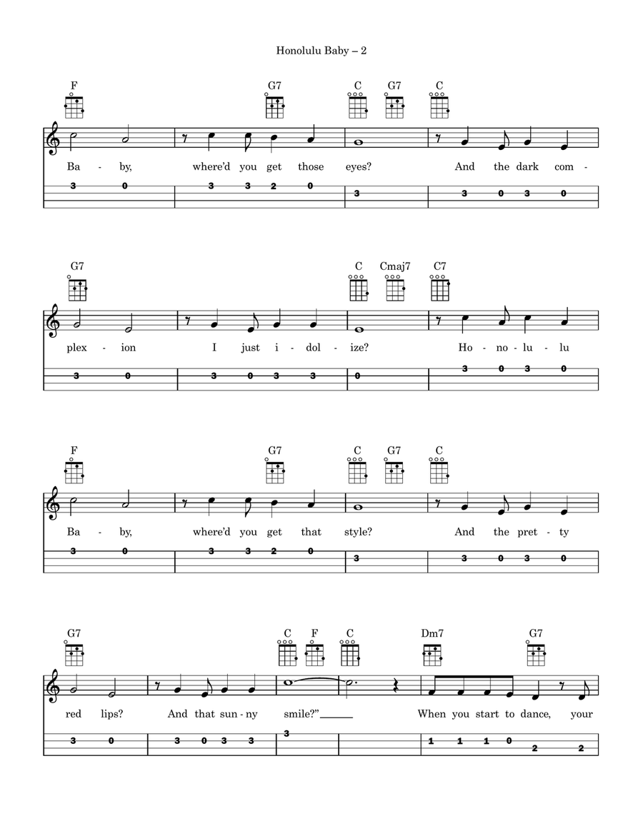 Honolulu Baby Honolulu Baby Ukulele scores gallery preview page 2