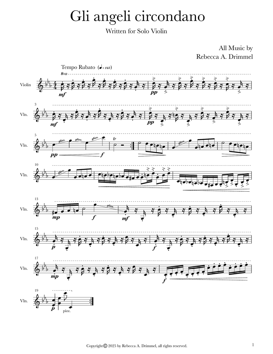 Gli angeli circondano Gli angeli circondano Violin Solo scores gallery preview page 1