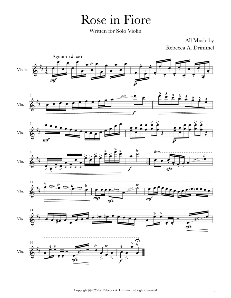Rose in fiore Rose in fiore Violin Solo scores gallery preview page 1