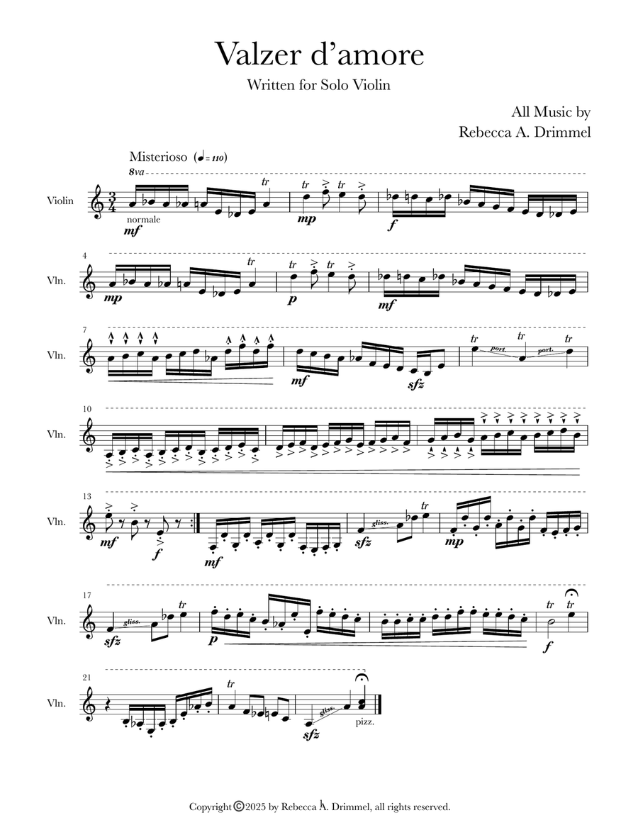Valzer d’amore Valzer d’amore Violin Solo scores gallery preview page 1
