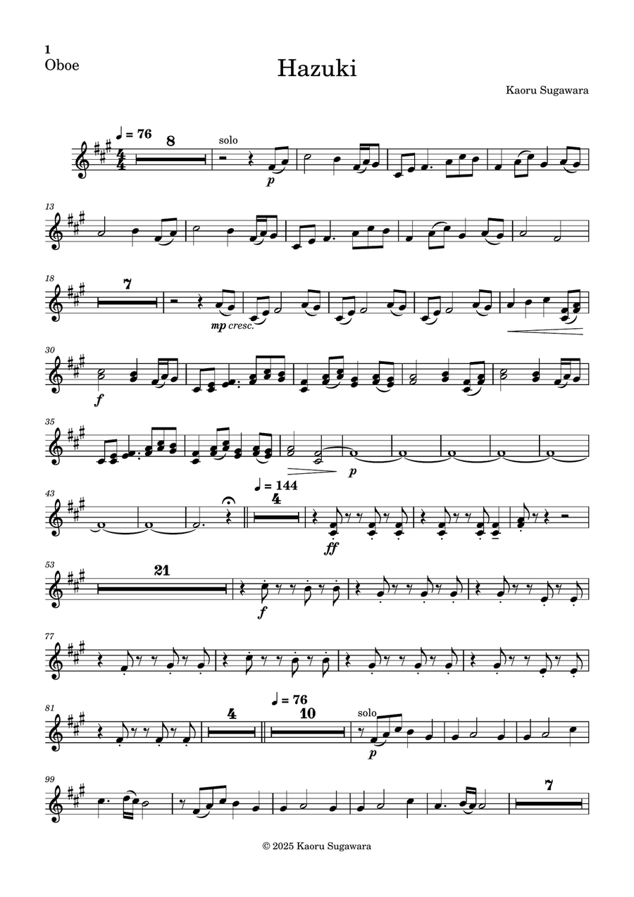 Hazuki (Orchestral version): Oboe Full Orchestra scores gallery preview page 1