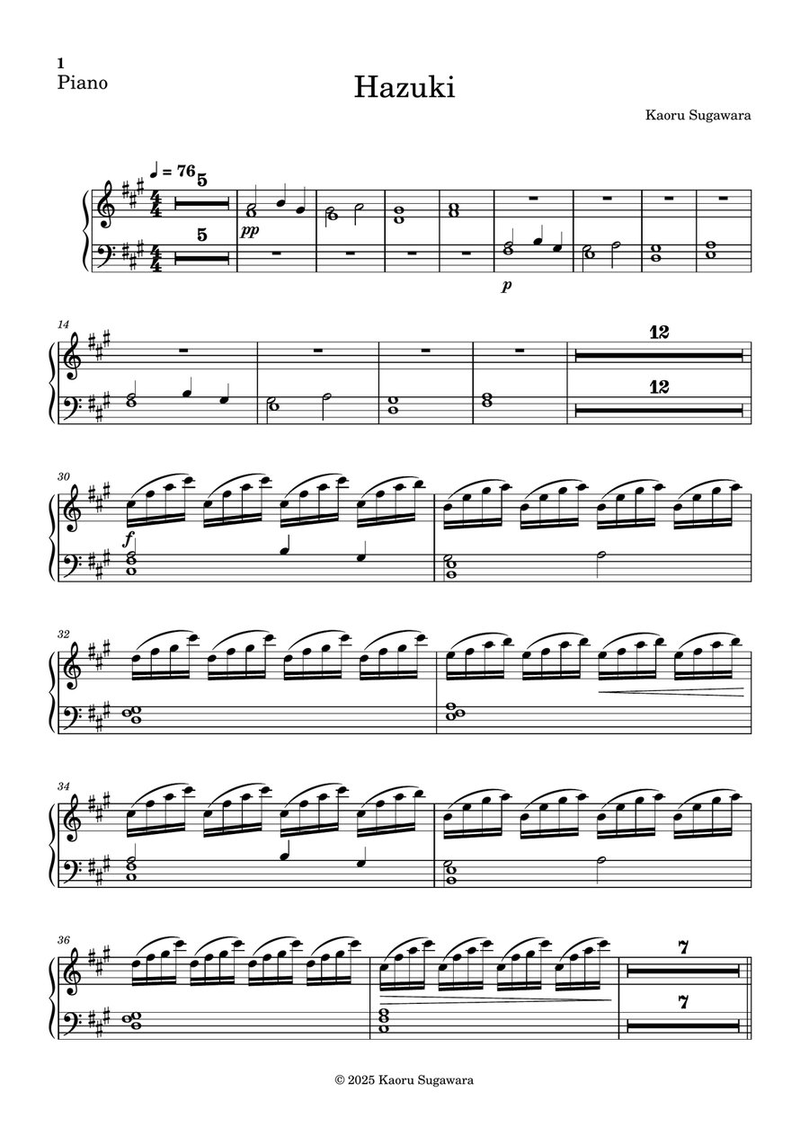 Hazuki (Orchestral version): Piano Full Orchestra scores gallery preview page 1