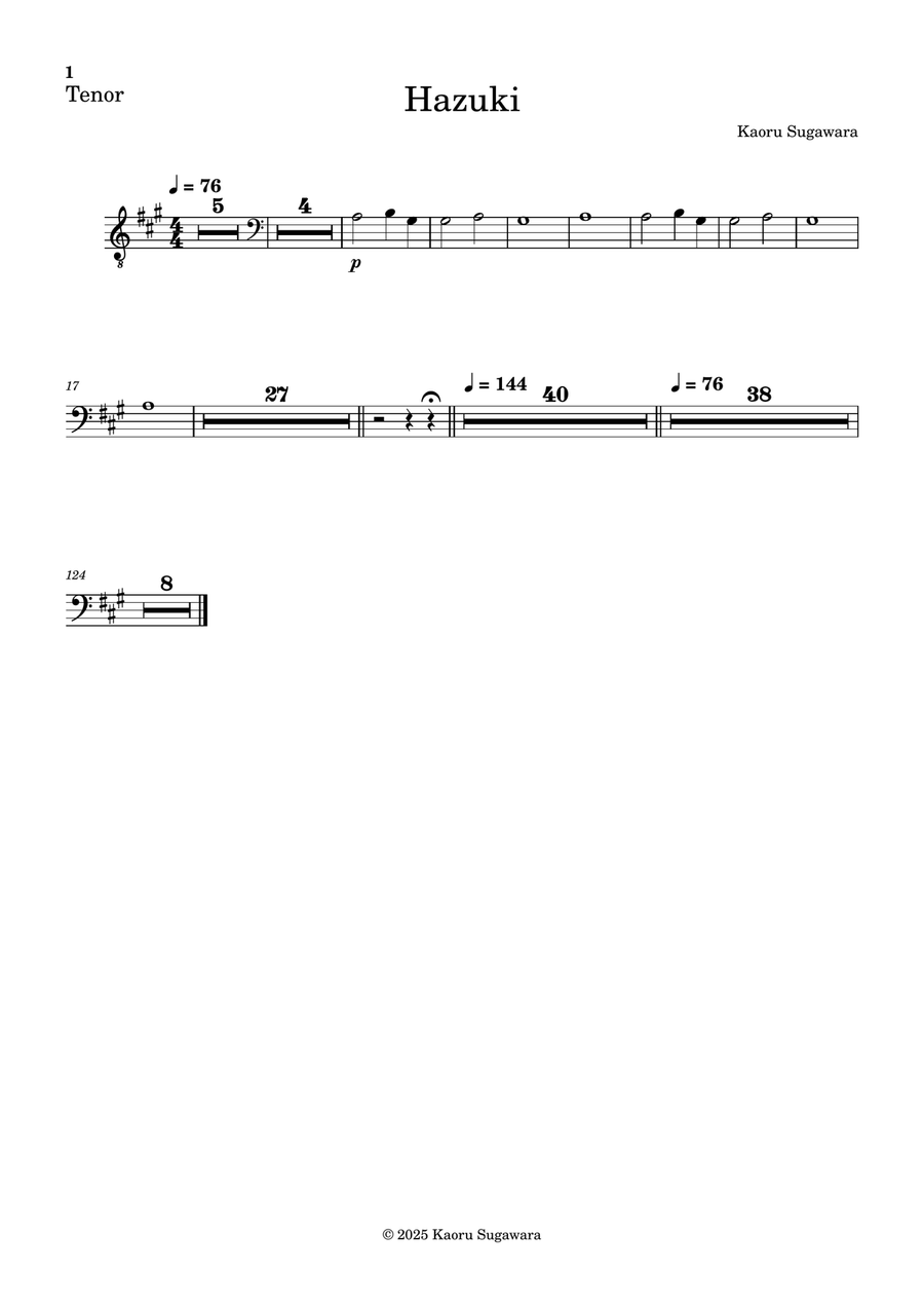 Hazuki (Orchestral version): Tenor choir Choir scores gallery preview page 1