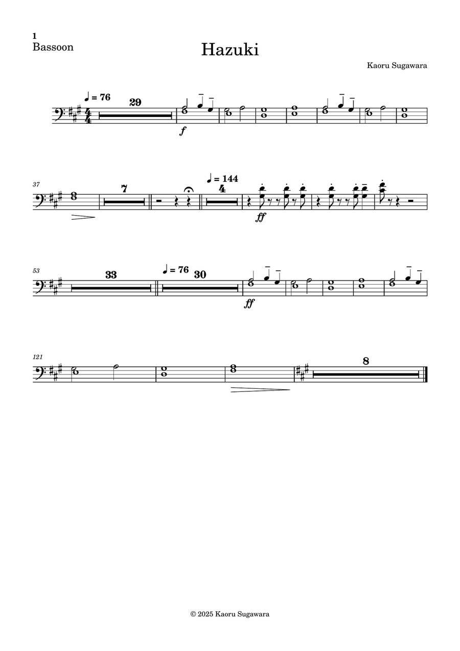 Hazuki (Orchestral version): Bassoon Full Orchestra scores gallery preview page 1