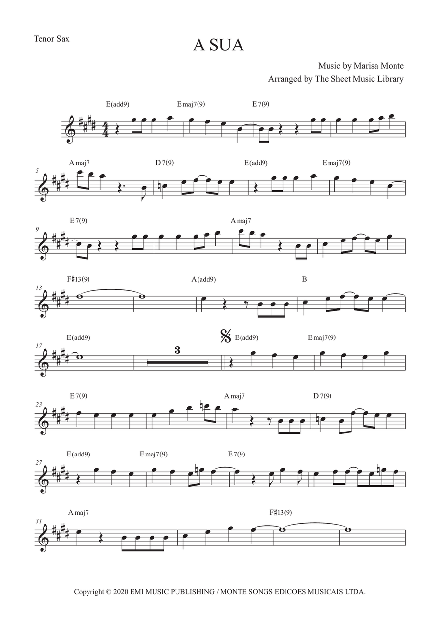 A Sua A Sua Tenor Saxophone scores gallery preview page 1