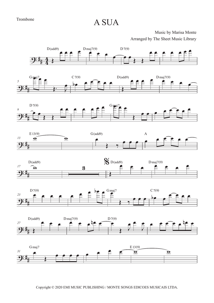 A Sua A Sua Trombone Solo scores gallery preview page 1