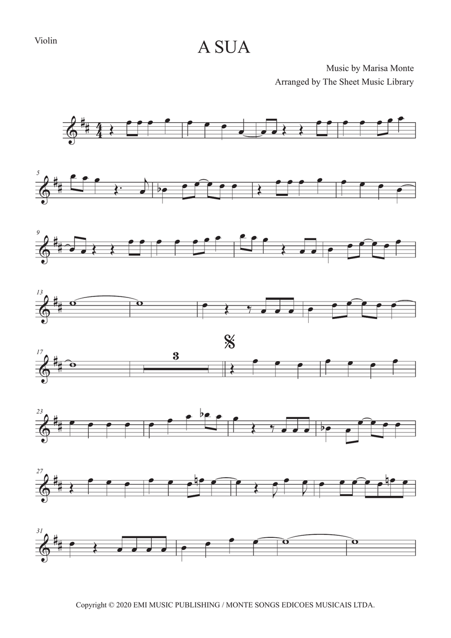 A Sua A Sua Violin Solo scores gallery preview page 1