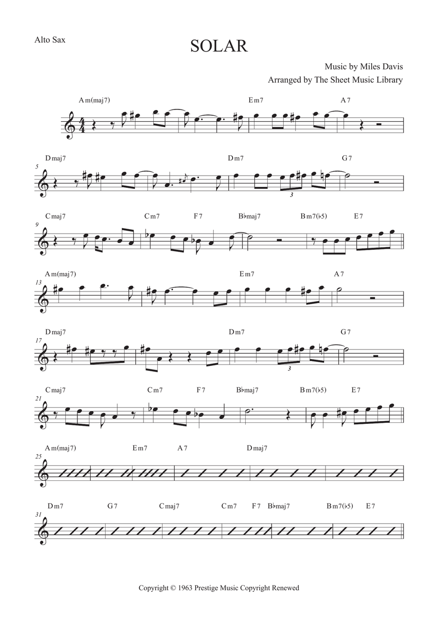 Solar Alto Saxophone scores gallery preview page 1