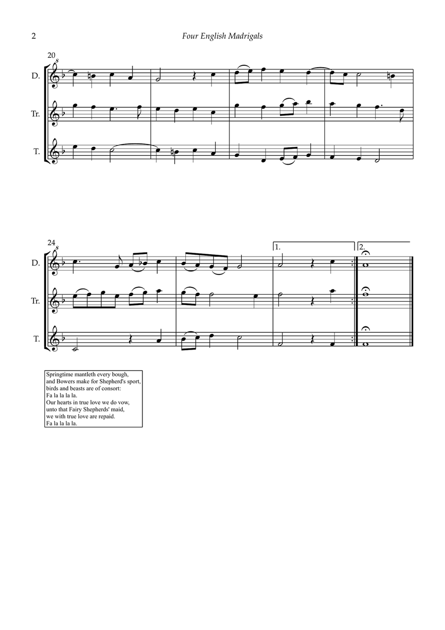 Four English madrigals for recorder trio (d/tr/t) Soprano Recorder scores gallery preview page 4